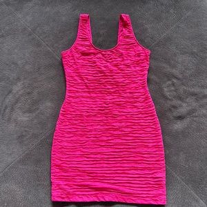 Juniors hot pink mini tank dress size L.